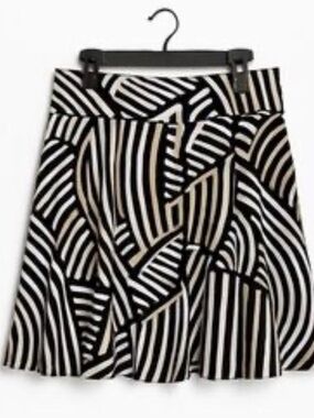 Black, White & Tan Geometric A-Line Women's Skirt from Laura